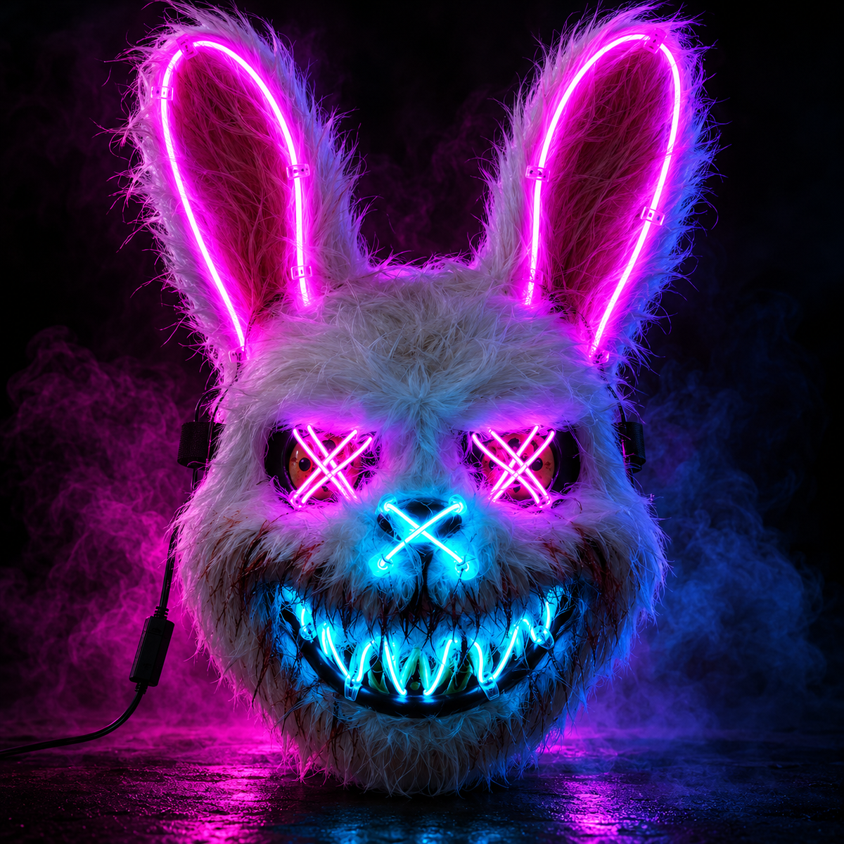 Masque lapin LED Halloween — Bleu et Violet