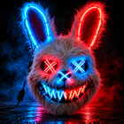 Masque lapin LED Halloween — Bleu et orange