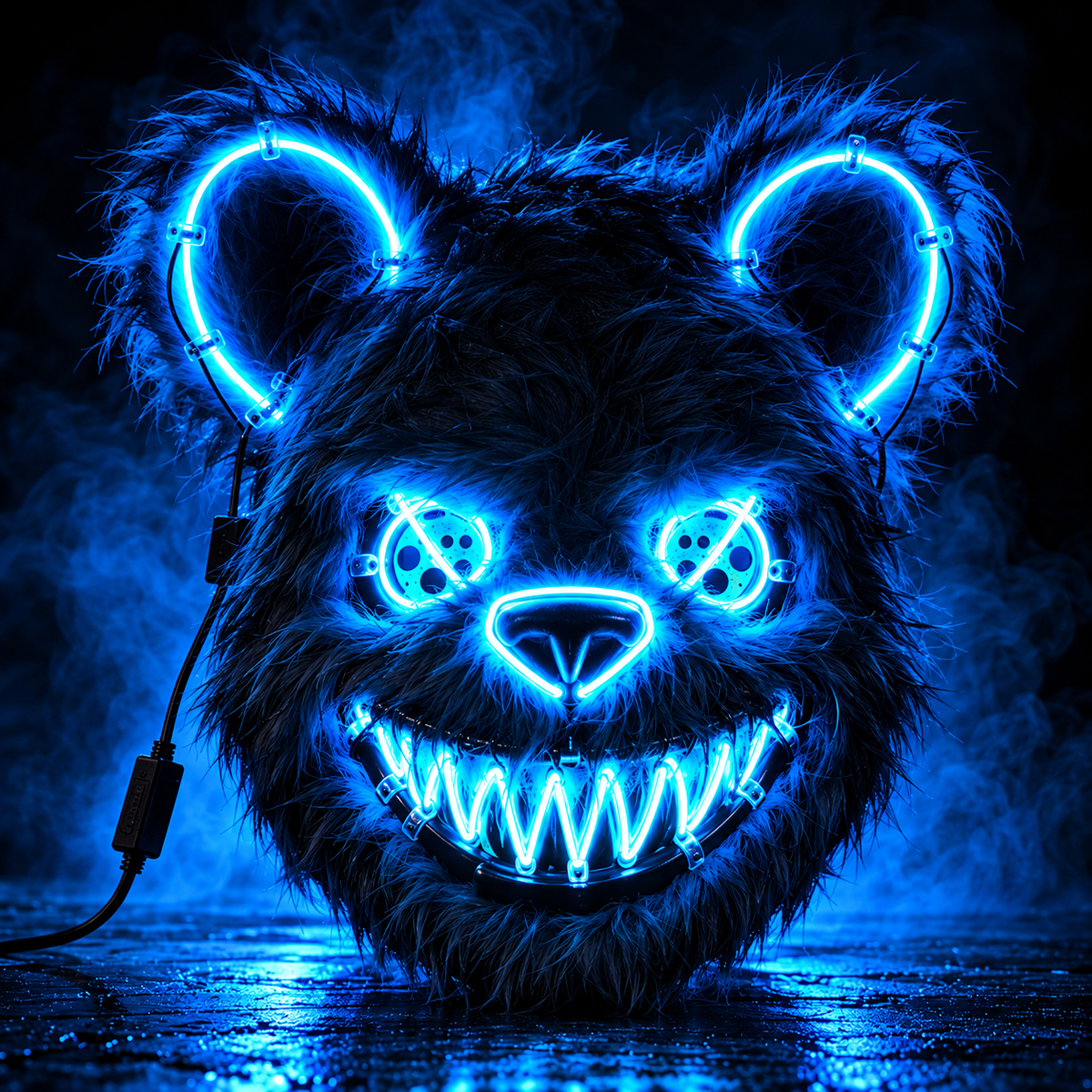 Masque ours LED Halloween — Bleu glacial