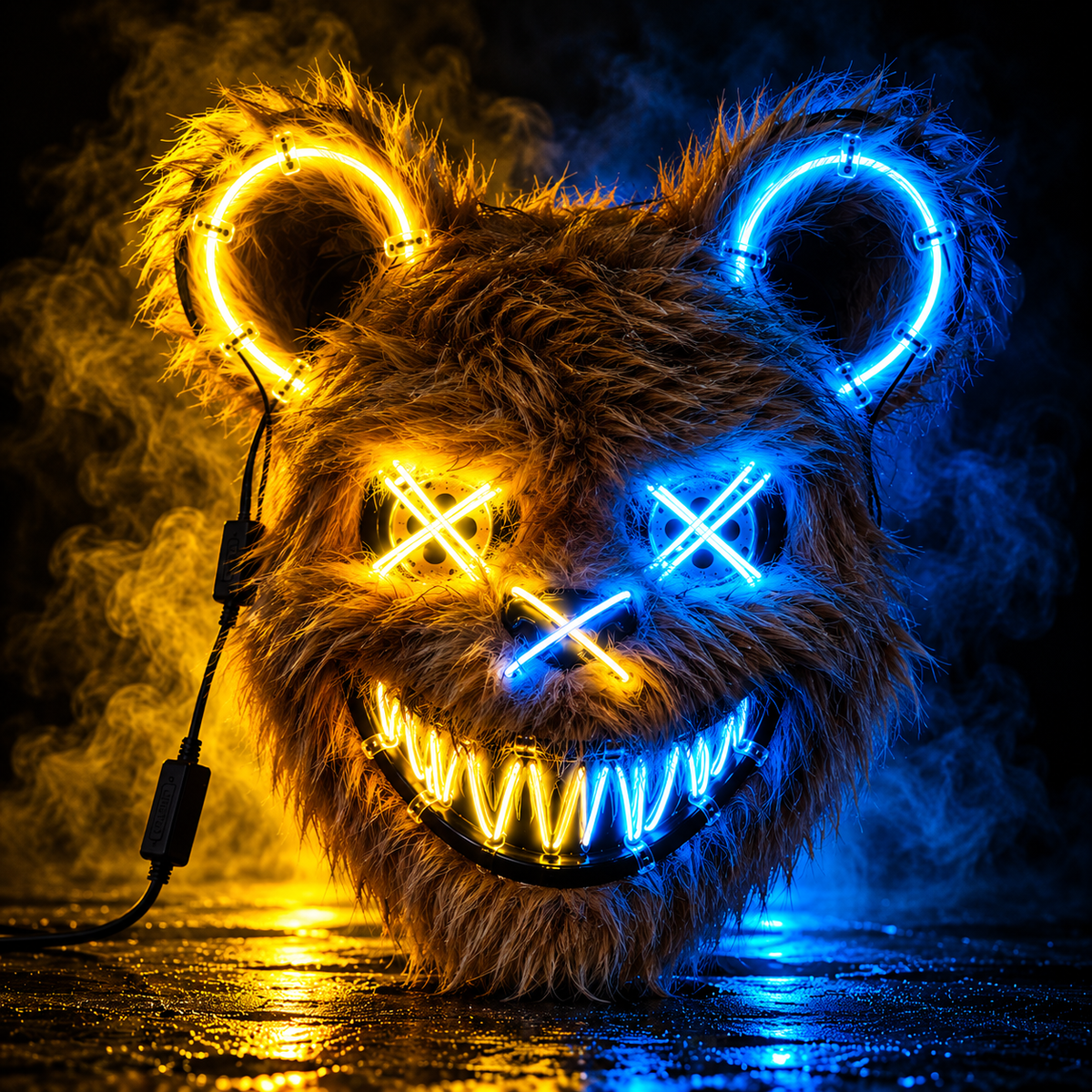 Masque ours LED Halloween — Bleu et orange