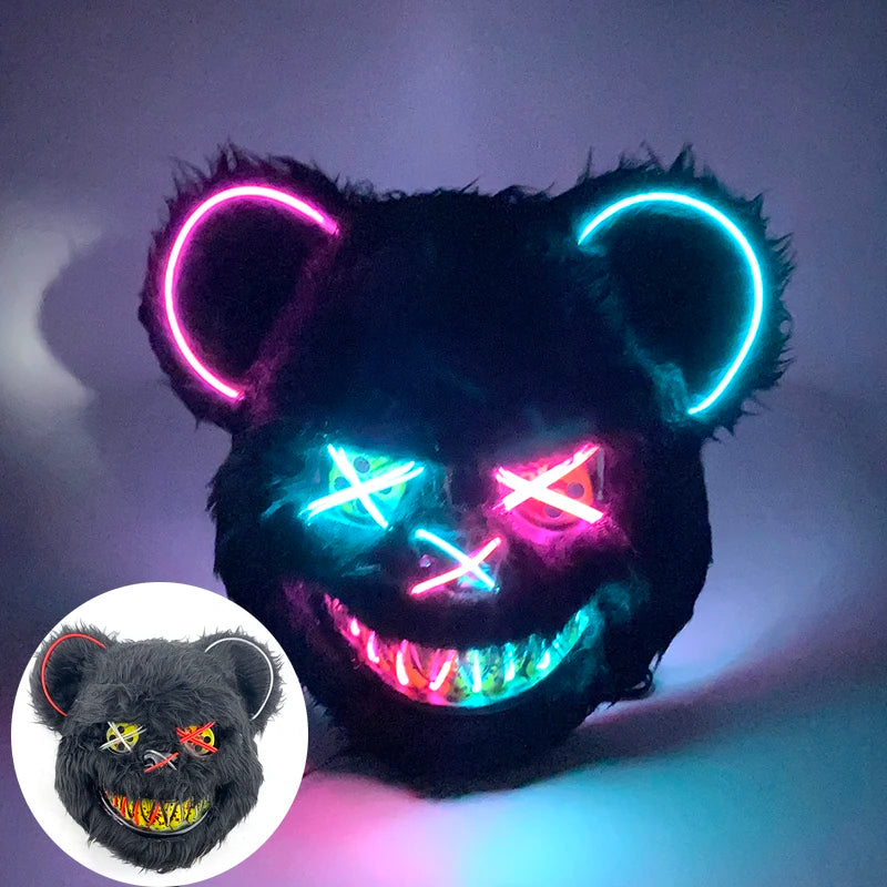 Masque ours LED Halloween — Rose et bleu